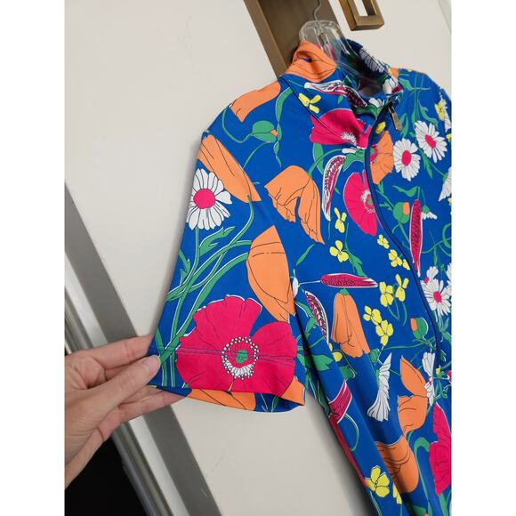 Anatomie Blue Quarter Zip Belle Vizcaya Floral Travel Top Size Medium - Picture 5 of 14